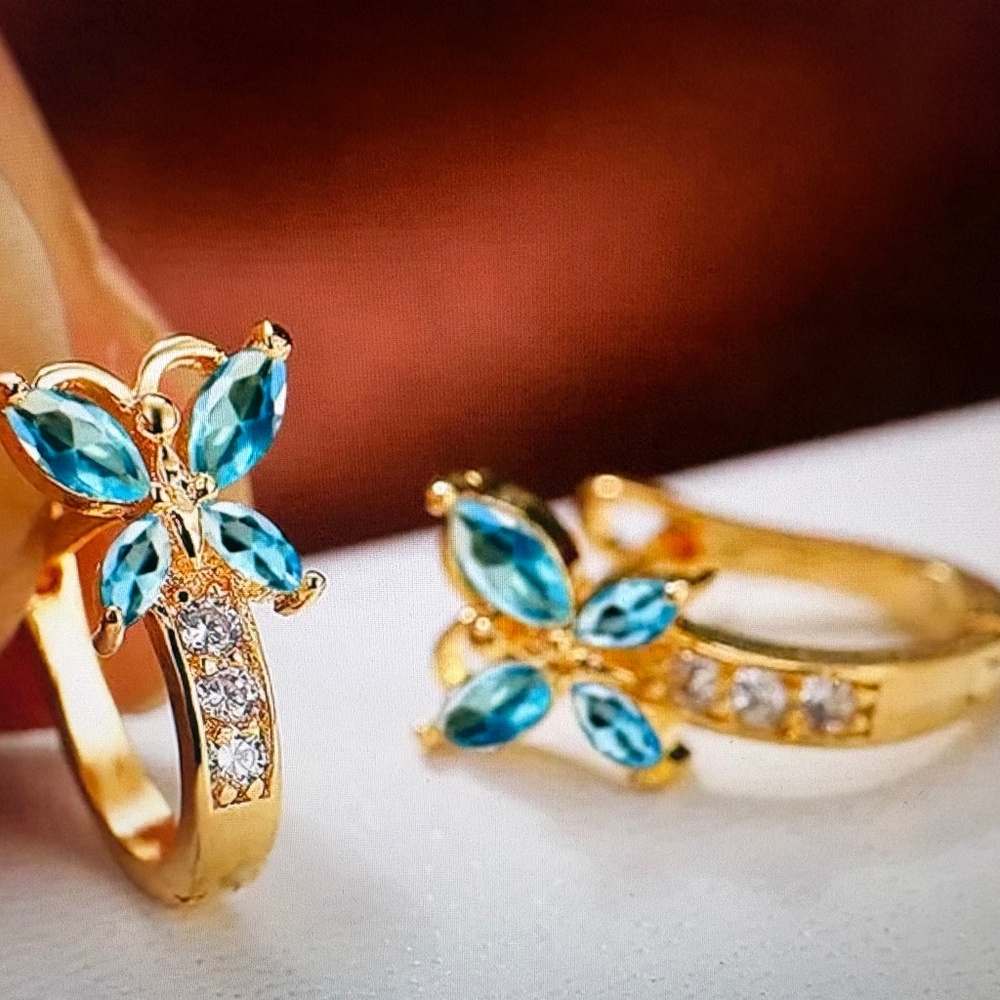 cute womens gold butterfly hoop earrings